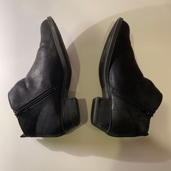 Carlos Santana 7.5 Brie Black Suede Ankle Boots Booties Block Heel Zip Boho - Picture 13 of 13